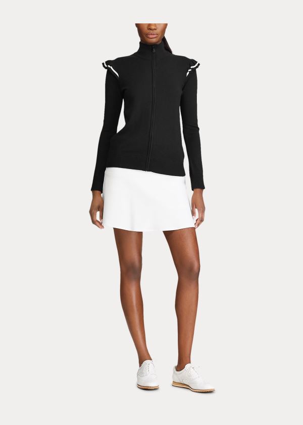 Women's Ralph Lauren Ruffle-Trim Zip Golf Sweater | 273081IXP